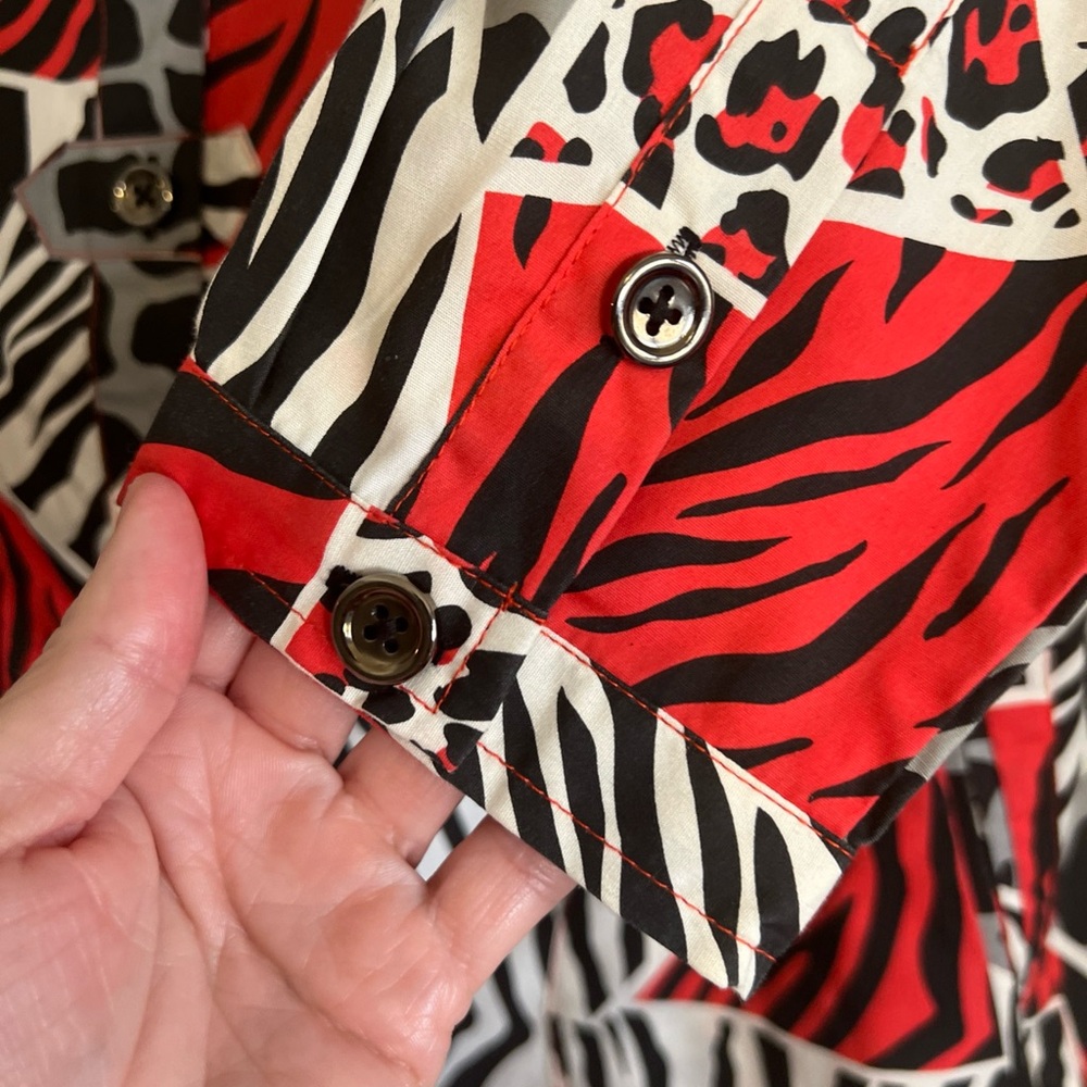 Joan Rivers Animal Print Button Down Blouse Xs - image 6